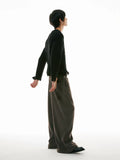 【026】Inside-out Dark Striped Casual Pants