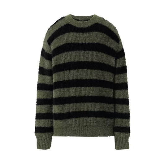 【050】 Round Neck Border Knit