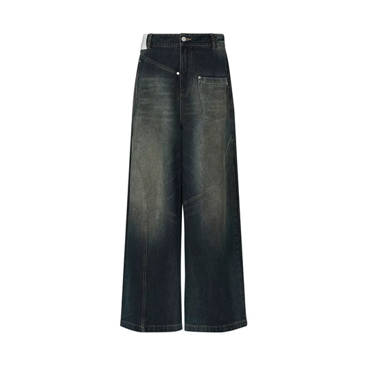 【058】Dirty Bone Wide Denim Pnats