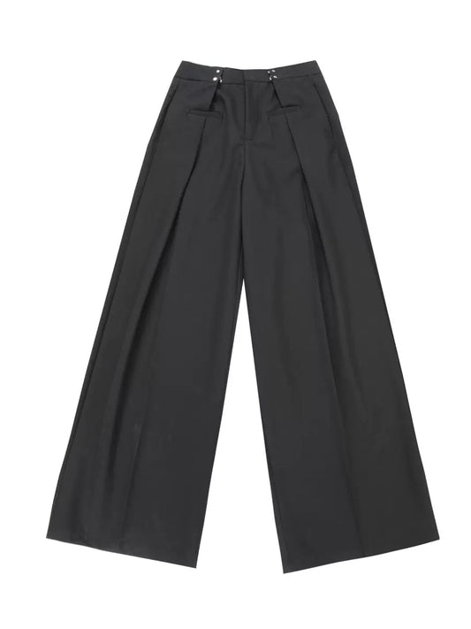 【057】Clip Wide Straight Slacks